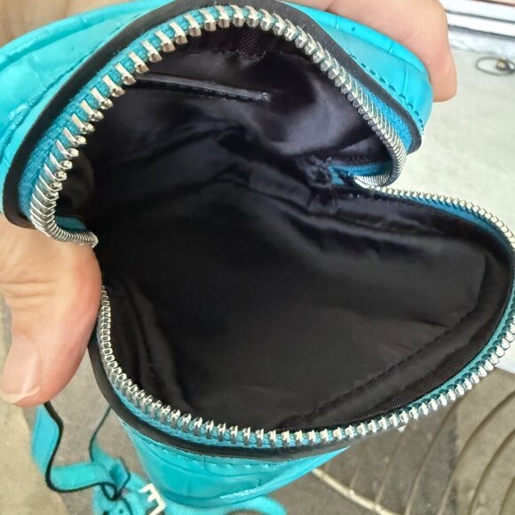 Versace Blue Croc-Embossed Medusa Mini Phone Case Bag 1006192 - Picture 10 of 15